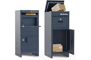 OZG Package Delivery Box for Outdoor, 15.7" L*15.7" W*37.8" H, Parcel Drop Box with 1.2mm Heavy-Duty Steel, Waterproof, Anti-Theft Design, for Outside of Home/Shop/Office (Grey)