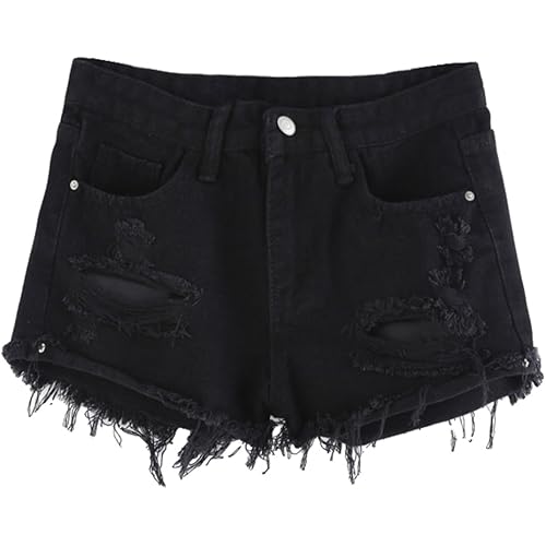 MakeMeChic Women's Cutoff Pocket Distressed Ripped Jean Denim Shorts