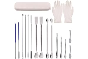 Swpeet 16Pcs Stainless Steel Capsule Filling Machine Kits for #000 00 0 1 2 3 Pill Filler, Micro Lab Scoop Spoon Lab Spatulas