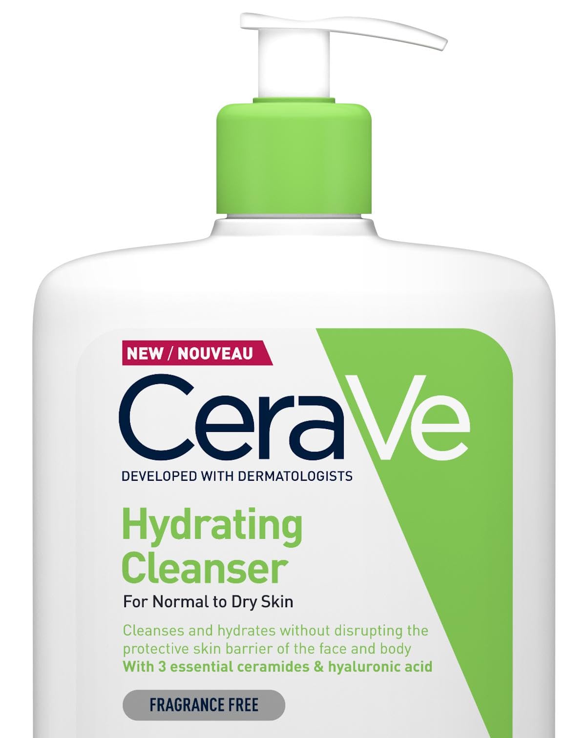 CeraVe Hydrating Cleanser, Face & Body, With 3 essential ceramides & hyaluronic acid, Fragrance & soap free, For normal to dry skin, Family size, 1 l/35 oz