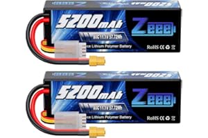 Zeee 3S Lipo Battery 5200mAh 11.1V 80C with XT60 Connector Hard Case Battery for RC Car Truck Tank Boat RC Plane Airplane Quadcopter Helicopter (2 Pack)