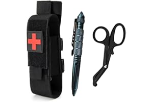 SOVES Upgrade Tourniquet Holder with Shear, Molle Tourniquet Kit, Tactical TQ Trauma Tourniquets Scissors Combat Pen