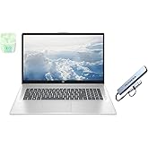 HP 17.3" FHD Business & Student Laptop Computer, 16GB RAM 1TB Storage (512TB SSD+512GB Docking Station Set), 6-Cores AMD Ryzen 5, Windows 11, PLUSERA Earphones, Silver