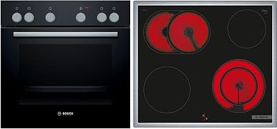 HND611LS62 - Conjunto de cozinha embutido (60 x 60 cm, ar quente 3D, hidrólise, ecrã LED e placa elétrica NKN645GA2E, área de assado, calor residual, estrutura em aço inoxidável)