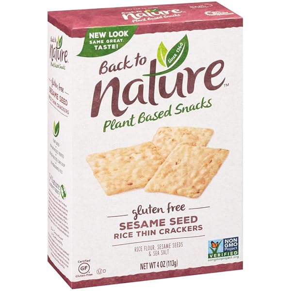 BACK TO NATURE GLUTEN FREE CRACKERS, SESAME SEED RICE THINS – DAIRY FREE, NON-GMO, MADE WITH RICE FLOUR, DELICIOUS & QUALITY SNACKS, 4 OUNCE​