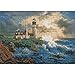 MXJSUA DIY 5D Diamond Painting by Number Kits Full Drill Rhinestone Pictures Arts Craft Home Wall Decor Seaside Lighthouse Cottage 12x16inch