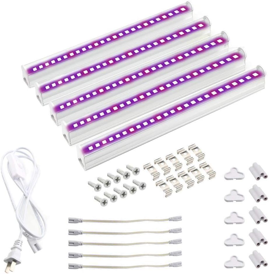 Otryad T5 Led Grow Lights Strips, 5Pcs Full Spectrum Grow Light Bars for Indoor Plant/Flower Bloom/Vegetable/Seed Starting, Grow Light Tubes Grow Shelf Plant Light Bulb Fixtures for Greenhouse Garden