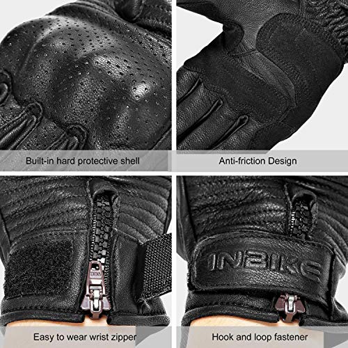 image for INBIKE Motorcycle Genuine Leather Gloves Men's Protective Motorbike Gl