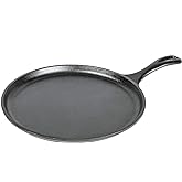 Lodge Round Seasoned Cast Iron Griddle 10.5 Inches - Round-Shaped, Pre-Seasoned Iron Griddle Pan - Non-Toxic, PFAS-Free Cookw