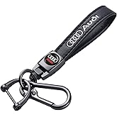TACOMA Genuine Leather Keychain Set Compatible with Audi A3 RS3 A4 A5 A6 A7 RS7 A8 Q3 Q5 Q7 R8 Key Chain Accessories Key Ring for Men's-Women's(Black)
