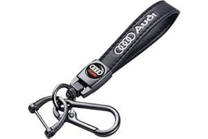 Goshinety Genuine Leather Car Keychain fit for Audi A3 RS3 A4 A5 A6 A7 RS7 A8 Q3 Q5 Q7 R8 Car Key Chain for Men and Women Family Present Key Ring Accessories(Black)