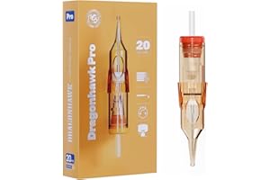 Dragonhawk Pro Tattoo Needles Cartridges, 1207RL Round Liner Pro Needles Pins for Super Artists, 20Pcs Disposable