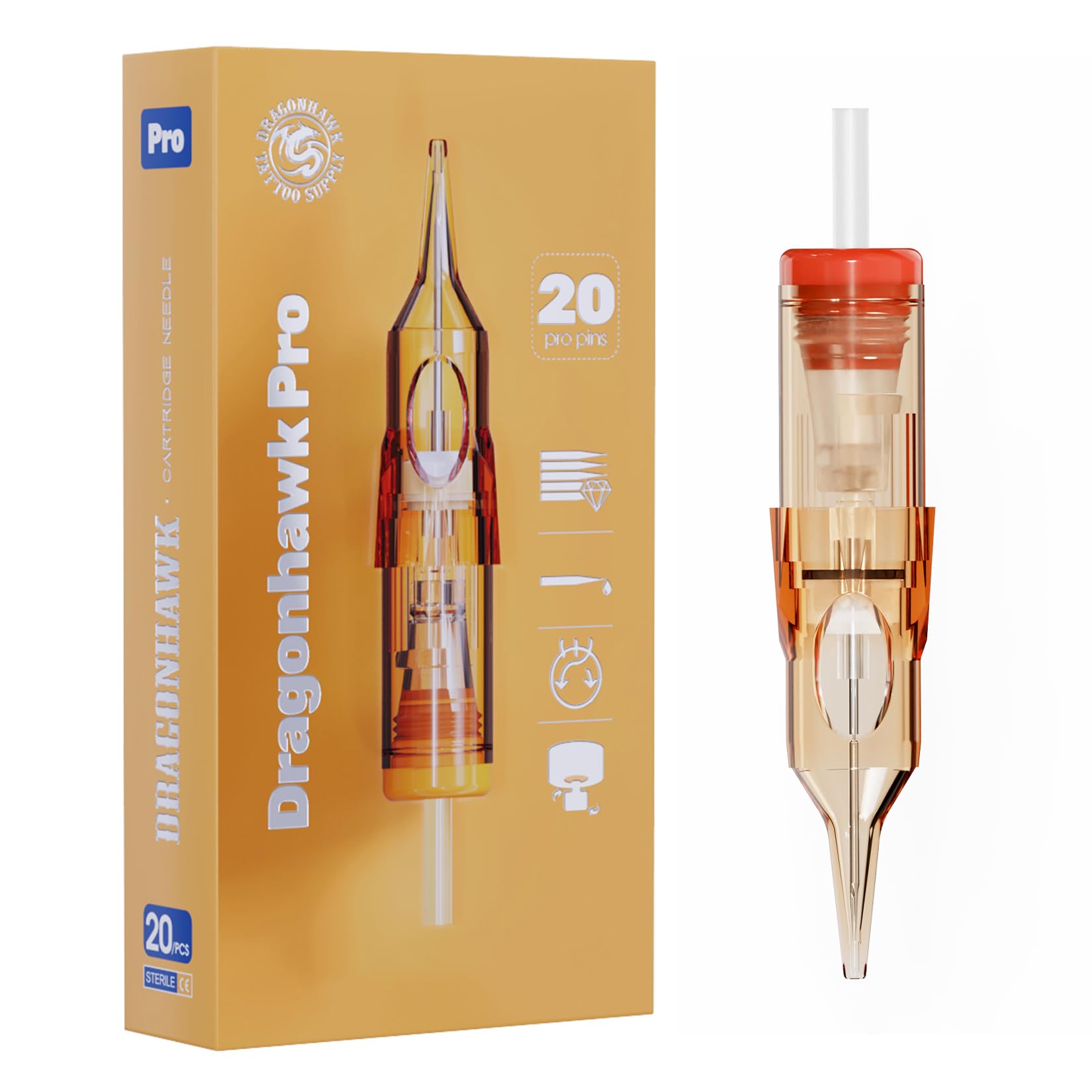 Photo 1 of Dragonhawk Pro Tattoo Needles Cartridges, 1003RL Round Liner Pro Needles Pins for Super Artists, 20 Pcs Disposable