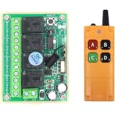 12V 4 Channels 433Mhz Wireless Remote Control Switch with Industrial watterproof Transmitter 10A Relay Module Receiver EV1527 Relay Output with NO COM NC for Drop-Proof, for Light,Access Control
