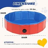 DASBET Foldable Dog Pool 80x20cm PVC Paddling Pool Collapsible Red view 2