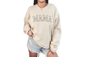 NAZENTI Embroidered Mama Sweatshirt, Mothers Day Sweatshirt Gifts for Mom Mama, Embroidered Crewneck Sweatshirt for Women