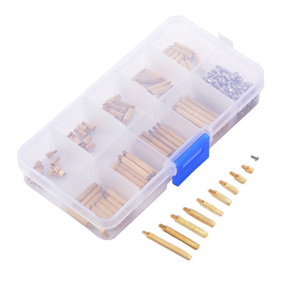 DollaTek M2 Copper Brass Pillars Standoff Circuit Spacer PCB Board Nut Screws Hex Round Single Cylinder Head - 120pcs