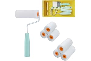 AMSGANK Foam Paint Roller Tray Set, 4 inch 2 inch Mini Foam Paint Roller Kit with Paint Tray Brush and Stirrer for Painting W