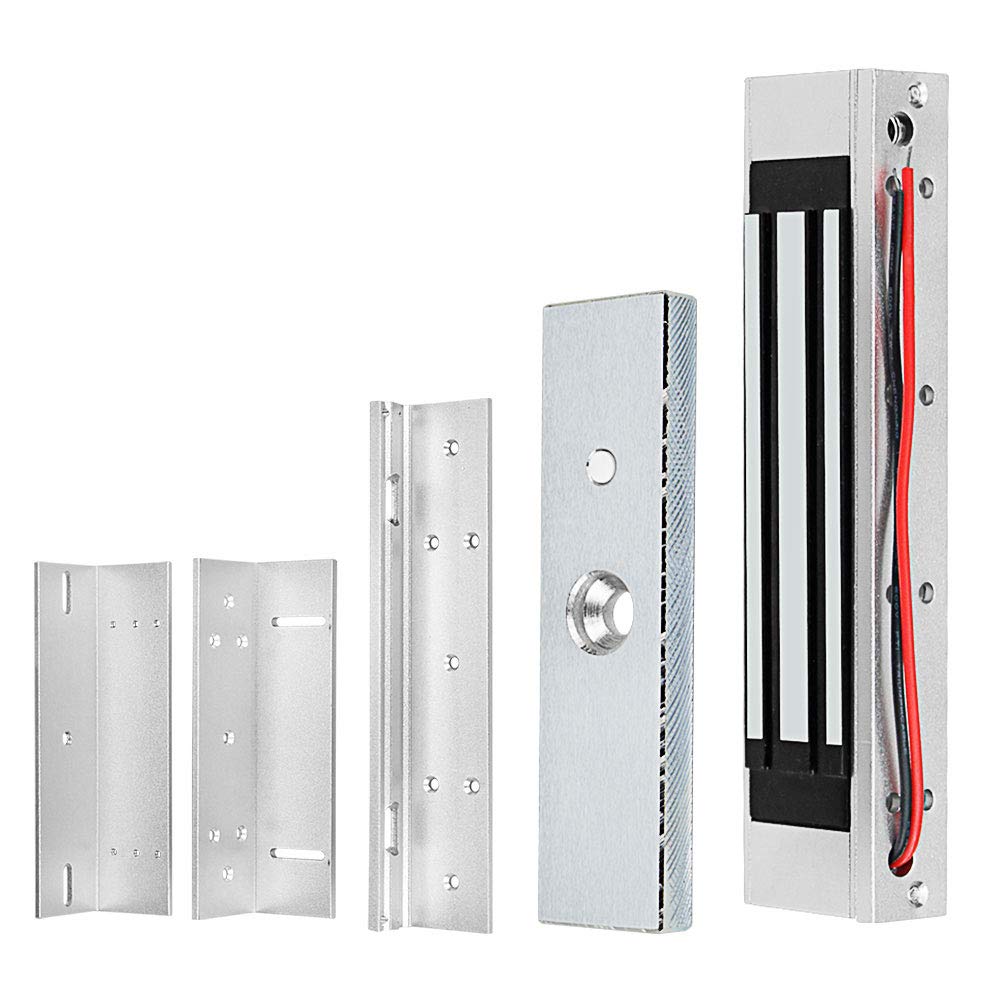 Gaocinys Metal Electric Magnetic Lock Electronic Door Lock 180KG/350lbs Holding Force DC12V Fail Safe Mode Normal Closed Type with Z&L Bracket for Framed Glass/Wooden Door, Single Door