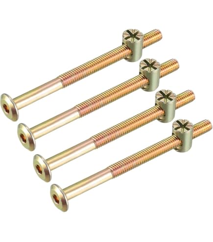 Uxcell M6x75mm Furniture Bolt Nut Sets - 8 Pack Hex Socket Screws With Barrel Nuts For Bed Frame Assembly