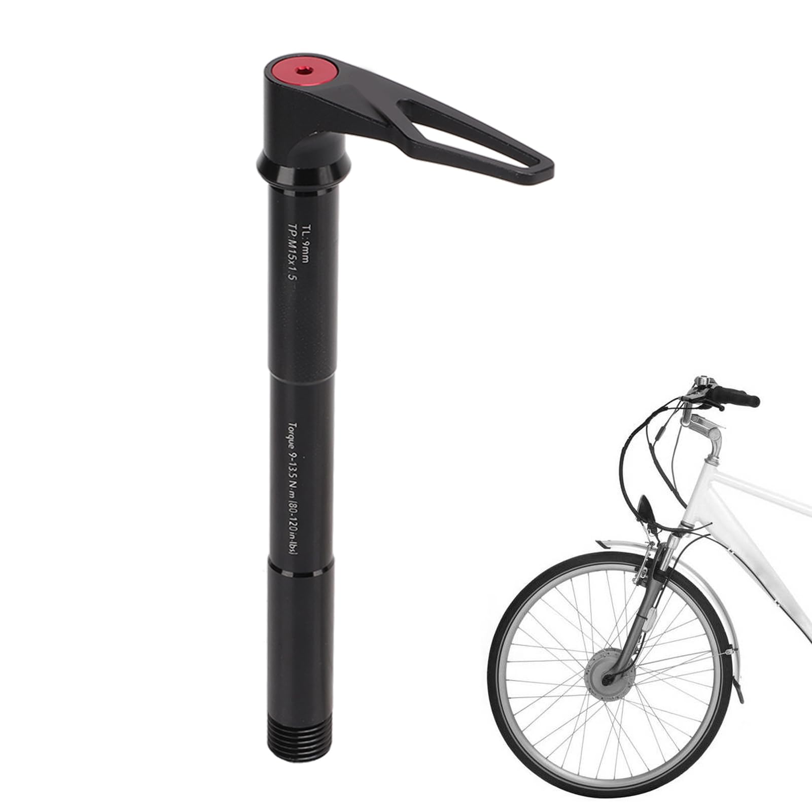 BigKing Bike Thru Axle Quick Release Skewer, Bike Front Hub Tube, Quick Release Skewers, Lightweight Aluminum Front Fork Skewer, Black(158mm)