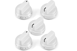 atgestore WB03X24795 Stove Knobs Replacement for GE Stove Parts KIP 5G92 222D5793 Burner Cooktop Knobs GE Range Oven Parts White Plastic Surface Burner Control Knobs 5 Pcs