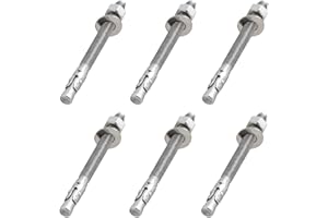 LIONMAX Stainless Steel Concrete Anchor Bolts 3/8" x 5 Inch, 6-Pack Wedge Anchors for Concrete Cement Wall Base Bracket, Rust and Corrosion Resistant