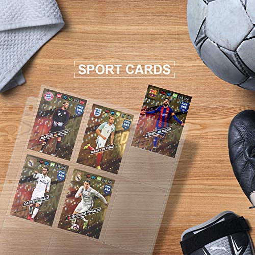 AHGXG 100 Sheets Clear Trading Card Sleeve Pages, 900 Pockets Business Card Storage Pokemon Card Collector for 3 Ring Binder