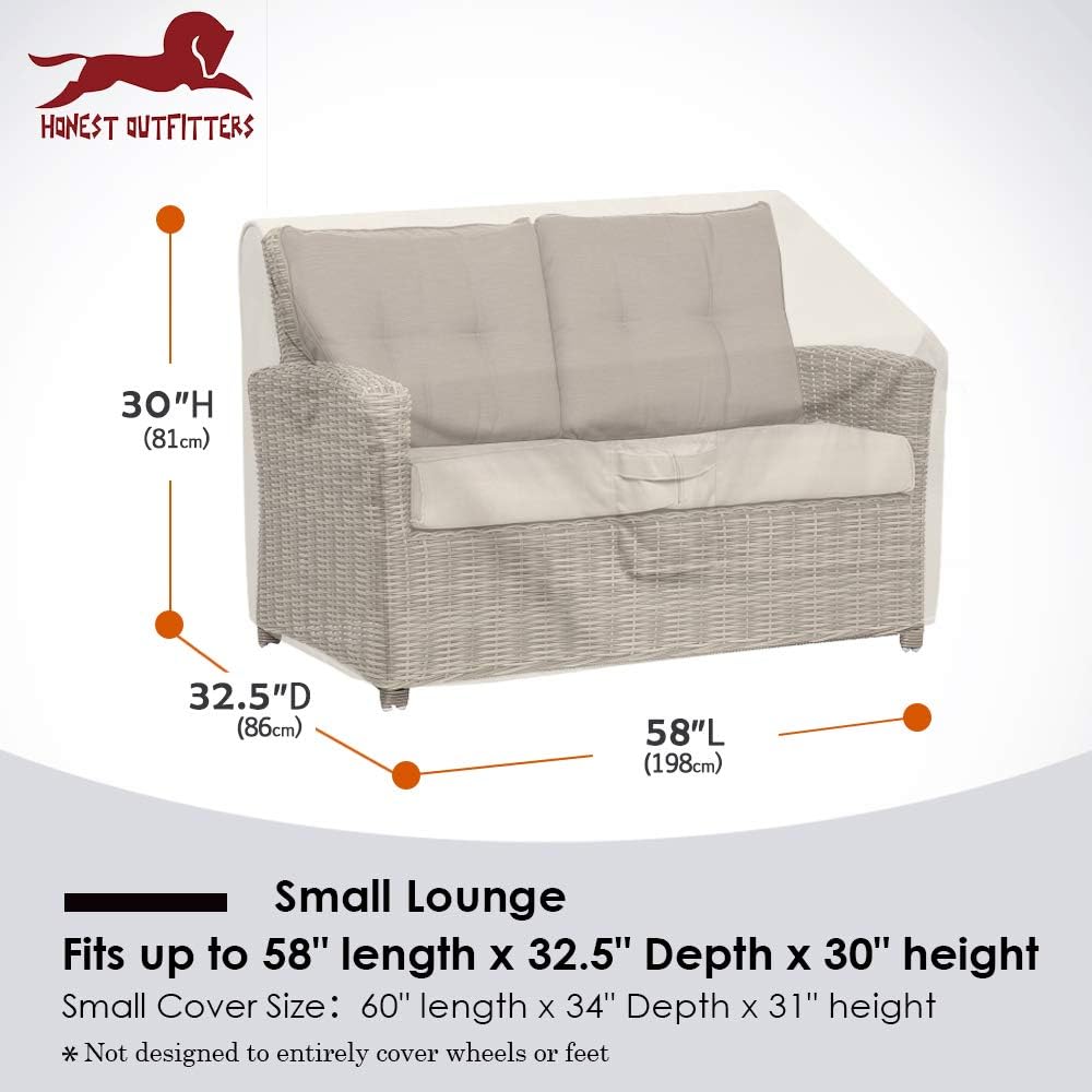 Honest Patio Bench Loveseat Cover, 100% Waterproof Outdoor Sofa Cover, Lawn Patio Furniture Covers with Air Vent(60" L x 34" D x 31" H,Beige): Garden & Outdoor