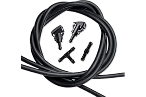 Miytsya 8 PCS Windshield Washer Hose, Compatible with Dodge, Jeep, Ram, 78.7In/2M Connector Fluid Hose Kit, Replace OEM #4805742AB, 5113049AA, 5160308AA, 5303833AA (Black)