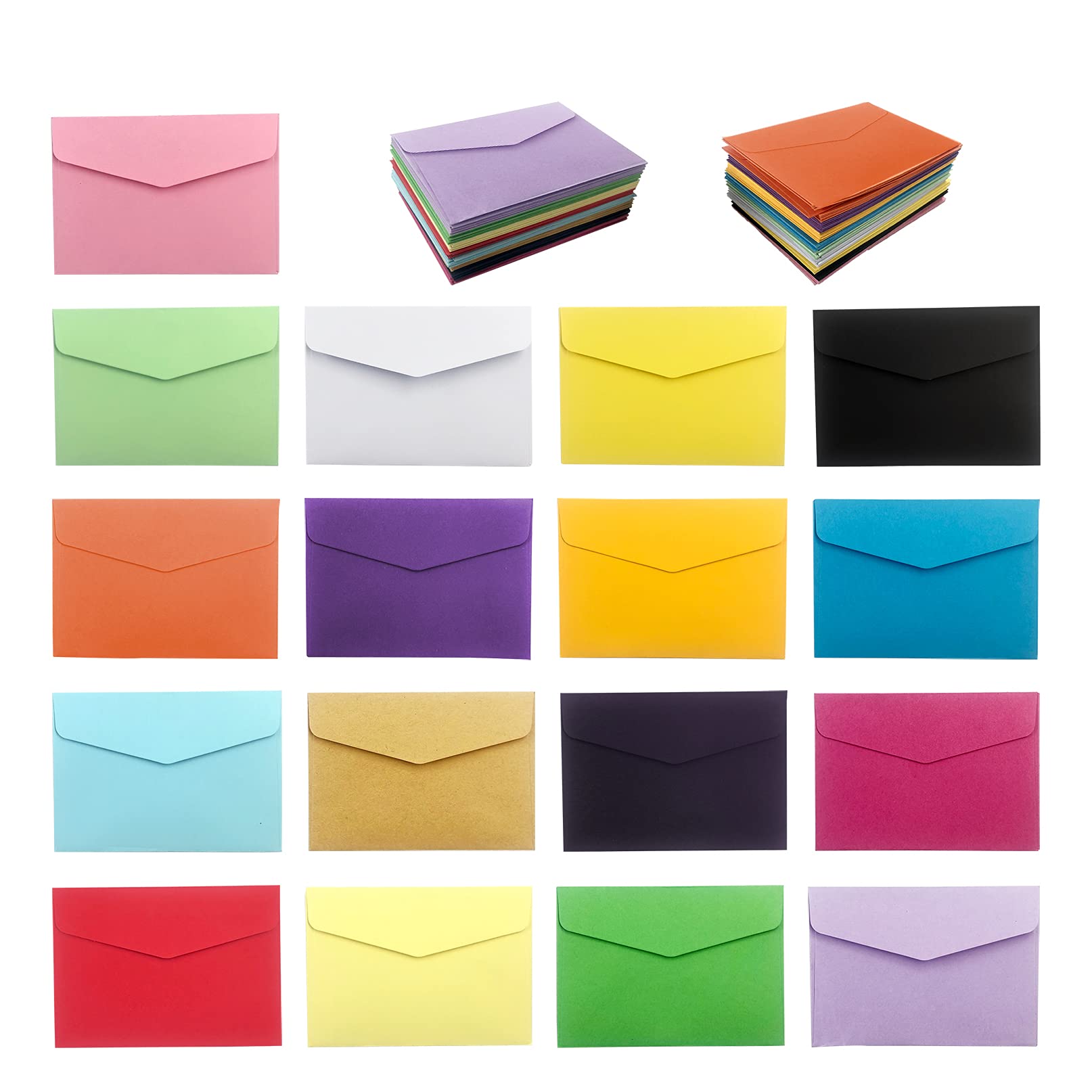 VANRA 170 Pack Mini Envelopes 17 Assorted Colors for Gift Card Envelopes, Cardstock, Index Cards, Business Card Envelope (4.5x3.2 in)