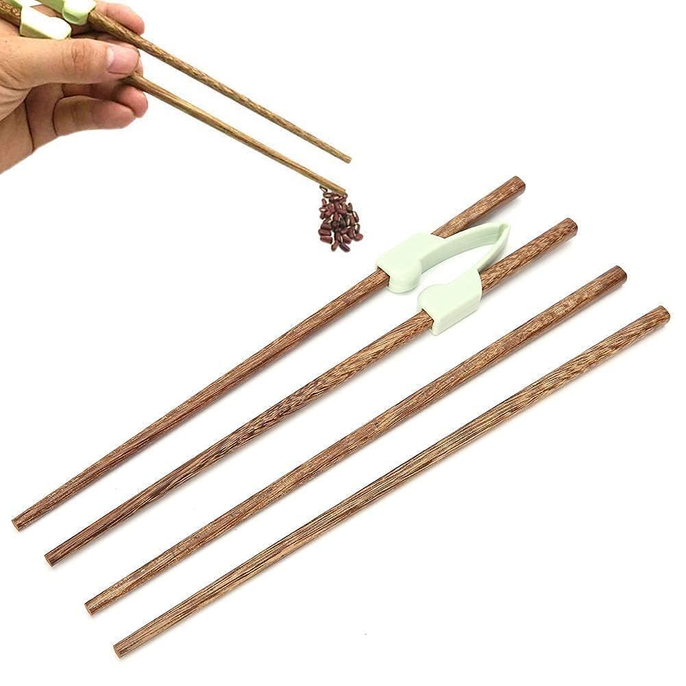 2 Pairs Training Chopsticks for Adults, Wooden Reusable Anti-Shaking Beginner Chopsticks Helper Trainer Chopsticks Kids Training Learning Wood Chopstick for Adults, Beginner