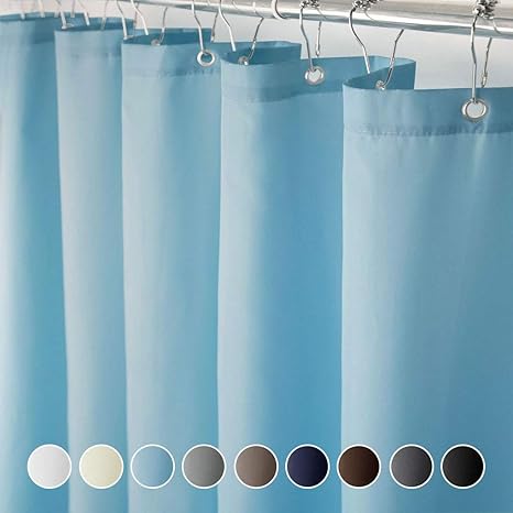 Eforcurtain Extra Long Solid Light Blue Shower Curtain With Rust