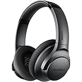 Soundcore Life Q20 Hybrid Active Noise Cancelling Wireless Bluetooth Headphones Over Ear with 40H Playtime, Hi-Res Audio, Deep Bass, Memory Foam Ear Cups and Headband (Renewed)