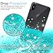 LeYi for iPhone X Case with Tempered Glass Screen Protector for Girls Women, Cute Shiny Glitter Moving Quicksand Clear TPU Protective Phone Case Cover for iPhone X (Turquoise)