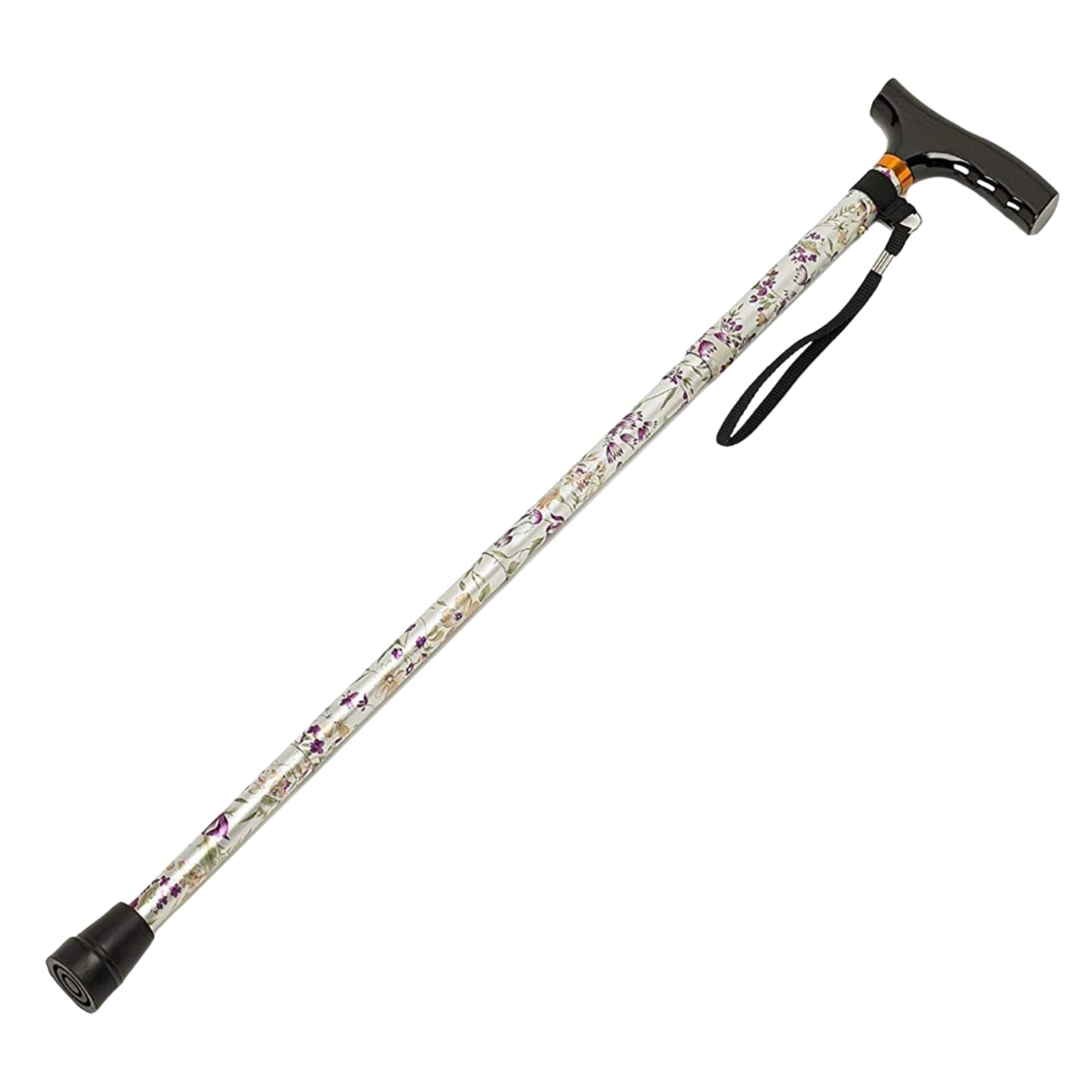 Homecraft Coloured Walking Sticks, Height-Adjustable Walking Stick for Stability and Support, Woodland Flower