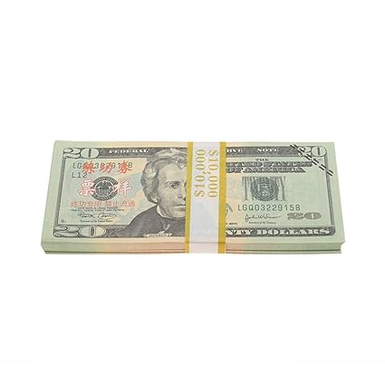 ellaroom Convenient Design Prop Money Play Money Full Print New Money Copy of 100 Dollar Bills Stack(None United States Dollar 20)