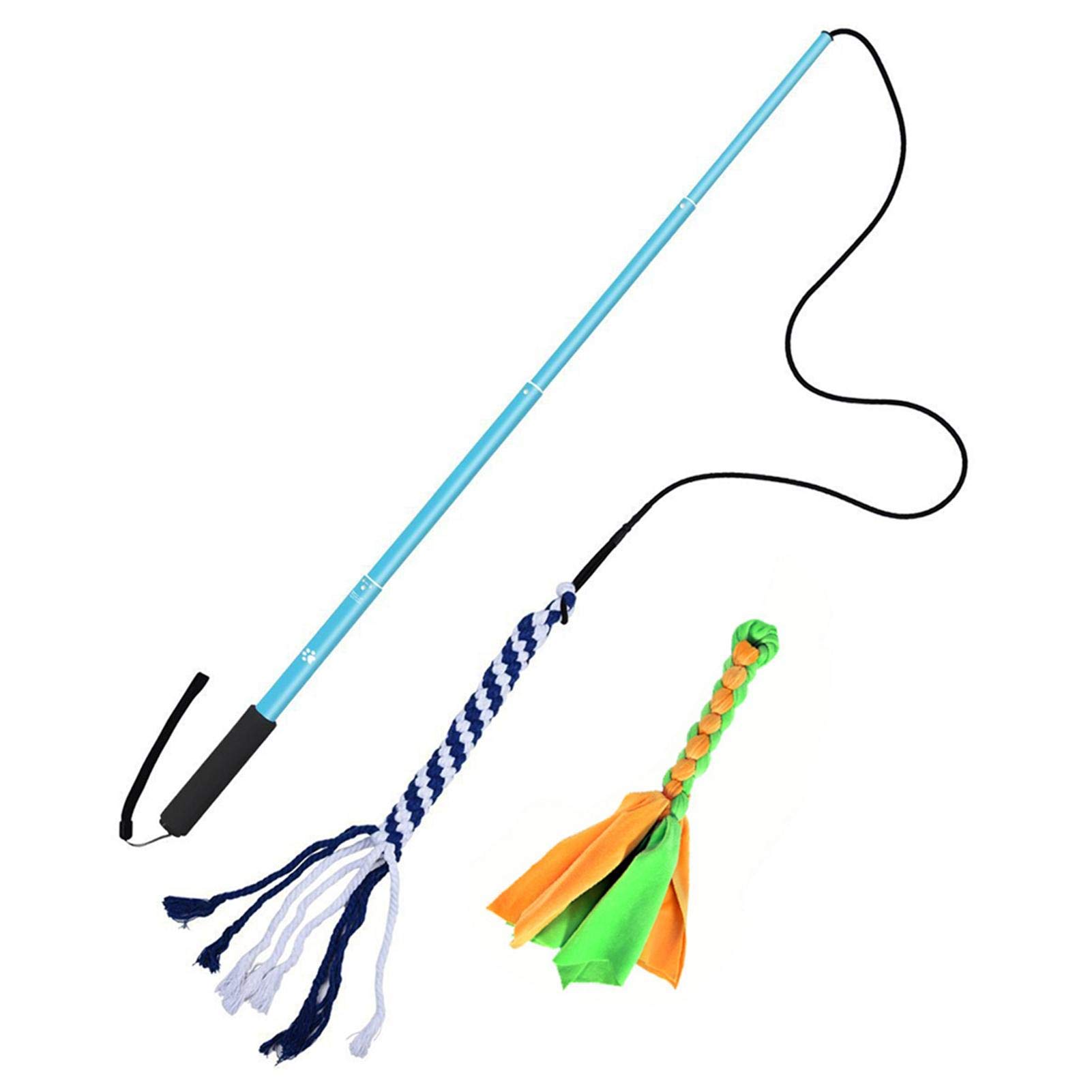 WERTAZ Teaser Pole Lure Stick Dog Training,Extendable Dog Teaser Wand with 2 Cotton Rope,Dog Pole for Large Dogs Flirt Pole, Dog Agility Training,Outdoor Playing Interactive Dog Tug Toy