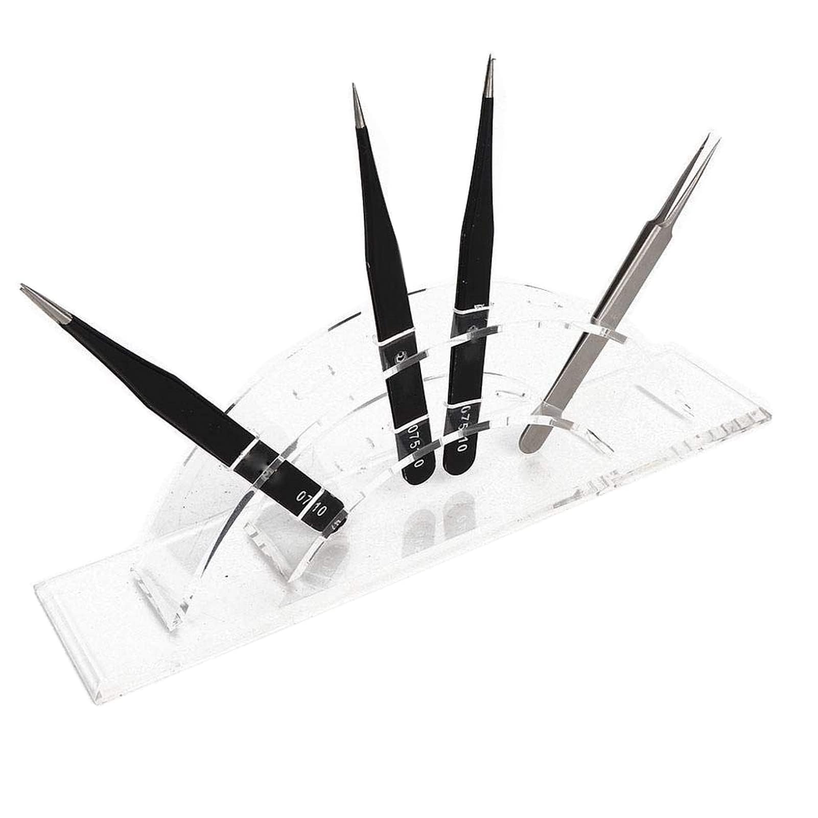 Agatige Eyelash Tweezer Stand Holder, 6 Slots Acrylic Tweezers Display Storage Tool for Eyelash Extensions Supplies Accessories Make-up Tools, 9.1 x 2 x 3.9in
