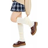 Ouligay Cream Leg Warmers for Women Soft Knit Leg Warmers 80s Ribbed Legwarmers Cute Ruffle Long Boot Socks for Yoga Party Dance Sports