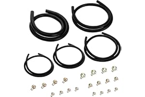 Yesland 3.3 Feet Fuel Line Hose - 3/8" 1/2" 5/16" 1/4" 3/16" ID NBR Rubber Gasoline Tube with 20pcs Clamps for Small Engines,