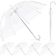 Fabbay 6 Pcs Umbrella Wedding Style Stick Umbrellas Large Windproof Bubble Umbrellas Rain Umbrellas with J Hook Handle for Br