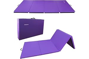 BalanceFrom All Purpose 4'x10'x2" Extra Thick High Density Anti Tear Gymnastics Gym Folding Exercise Aerobics Mats, Multiple Colors