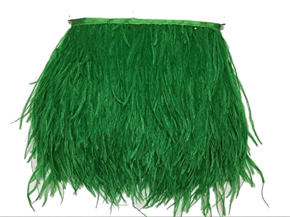 KOLIGHT Pack of 4.5m Natural Dyed Ostrich Feathers 9~12cm Trim Fringe for DIY Dress Sewing Crafts Costumes Decoration (Dark-Green)