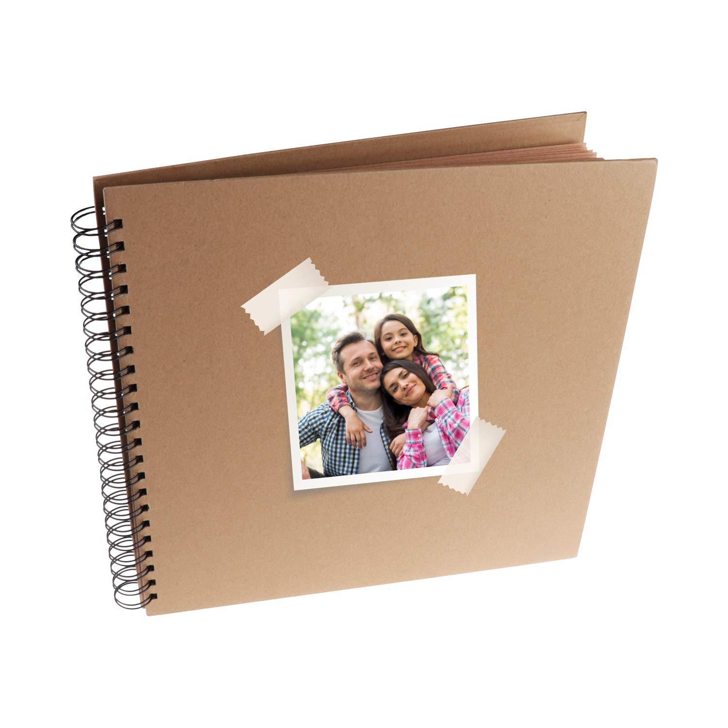 MP-Scrapbooking Album, Scrapbook, Spiral Bound Album, 30x30cm, Thick Cover, 20 Square Sheets, Cardboard Cover, Photo Album, Patterns, Creative Gift, Kraft — image 1