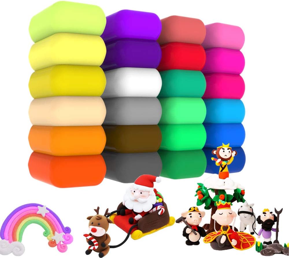 QMAY Air Dry Clay, 24 Colors Ultra Light Magic Clay, No-Toxic Dough, Modeling Clay for Kids with Tools Gift for Kids - Image 5
