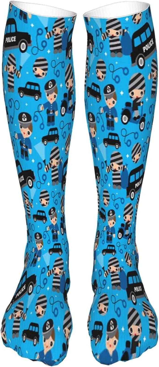 Socks womens Thiefs Cobs And Robbers Police Novelty Knee High Socks at