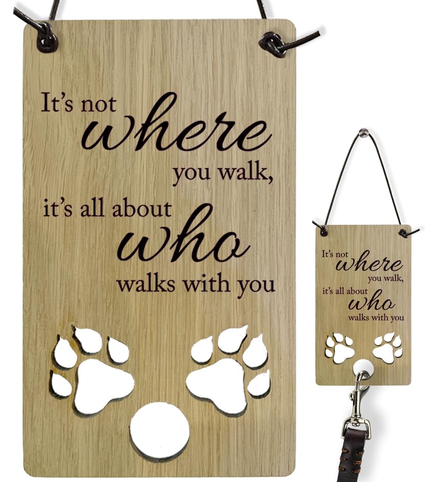 Dog Pet Lead Holder Dog Walking Wall Hanger Plaque Holder for Dog Lead Wallnut Wooden Decorative Dog Themed Home Decor Accessories Gift for Dog Lovers #1550