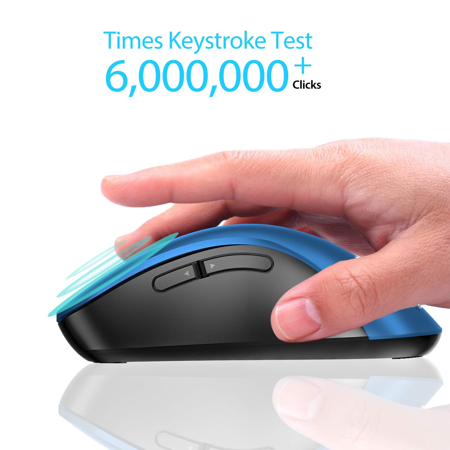 memzuoix 2.4G Portable Wireless Mouse, 1400 DPI Mobile Optical Cordless Mice with USB Receiver for Computer, Laptop, PC, Desktop, MacBook, 5 Buttons, Blue