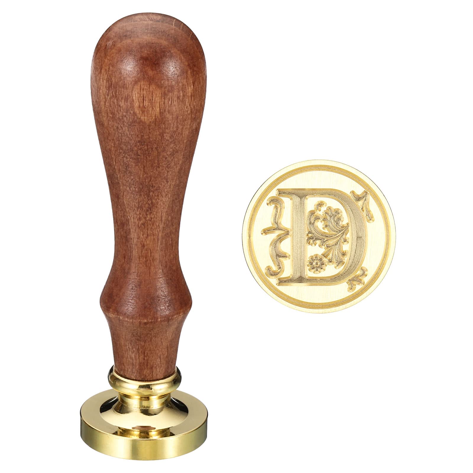 PATIKIL Alphabet D Wax Seal Stamp, Initial Letter Sealing Wax Stamp Classic Retro Removable Brass Head Wooden Handle for Envelope Invitation Cards, Style 3